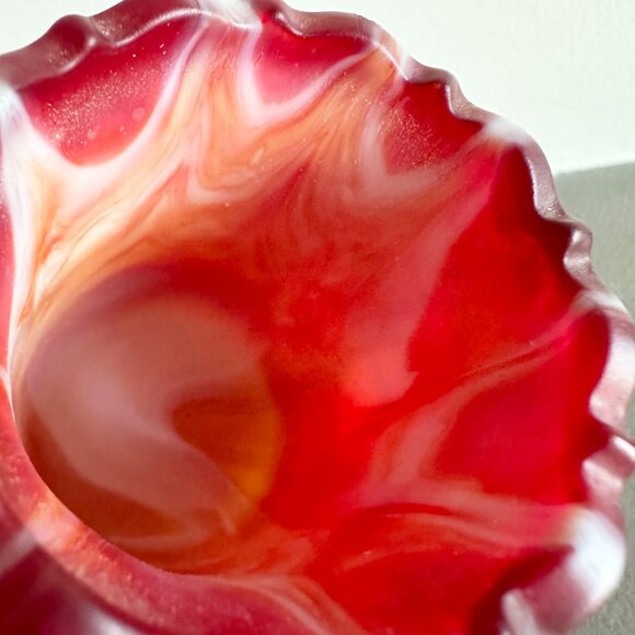 Vintage Imperial Glass Toothpick Holder Red White Slag Diamond Pattern - Picture 6 of 6